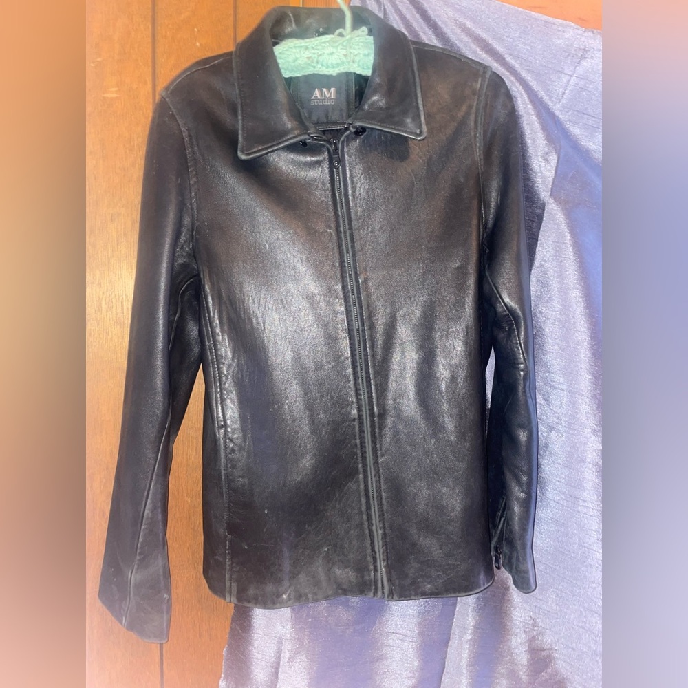 Beautiful lamb skin leather womens coat